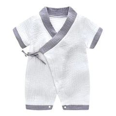 Baby Summer Jumpsuit Newborn Muslin Cotton Soft Shorts Sleeve Romper Girls Boys Infant Clothes 0 - 2 Years - SHOWLU FASHION STORE