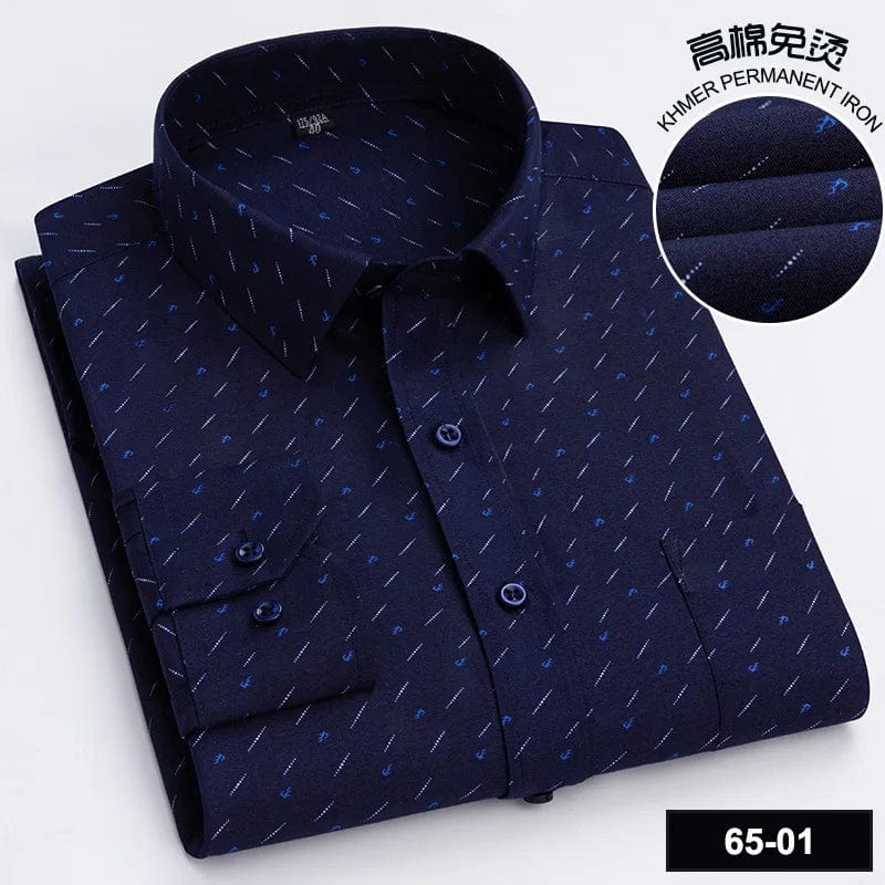 BAMBOOPLE Men's Long Sleeve Casual Shirts Fashion Print Standard Fit Button Soft Shirts For Man Office Business New AEchoice - SHOWLU FASHION STORE
