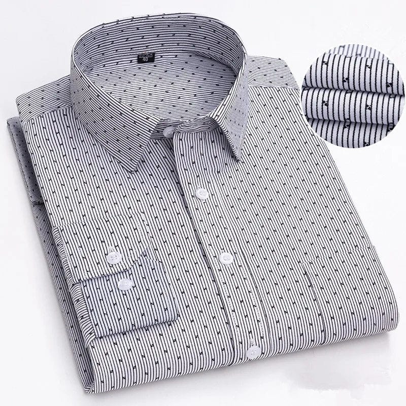 BAMBOOPLE Men's Long Sleeve Casual Shirts Fashion Print Standard Fit Button Soft Shirts For Man Office Business New AEchoice - SHOWLU FASHION STORE