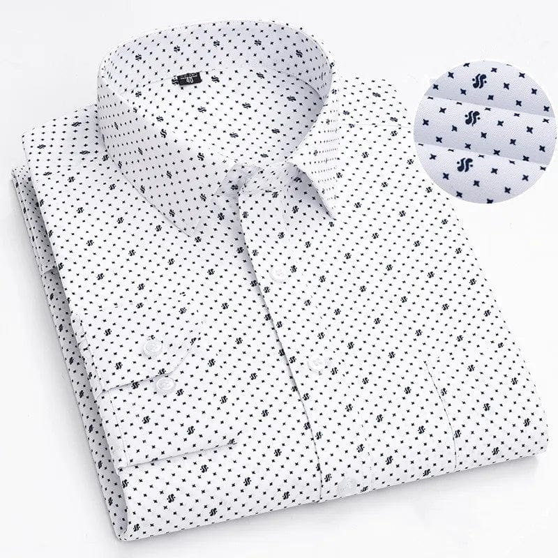 BAMBOOPLE Men's Long Sleeve Casual Shirts Fashion Print Standard Fit Button Soft Shirts For Man Office Business New AEchoice - SHOWLU FASHION STORE