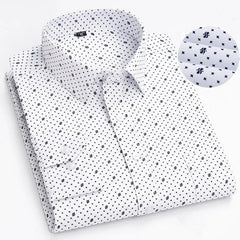 BAMBOOPLE Men's Long Sleeve Casual Shirts Fashion Print Standard Fit Button Soft Shirts For Man Office Business New AEchoice - SHOWLU FASHION STORE