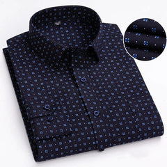 BAMBOOPLE Men's Long Sleeve Casual Shirts Fashion Print Standard Fit Button Soft Shirts For Man Office Business New AEchoice - SHOWLU FASHION STORE