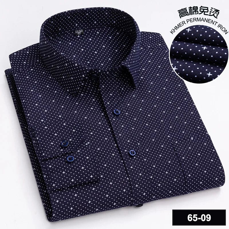 BAMBOOPLE Men's Long Sleeve Casual Shirts Fashion Print Standard Fit Button Soft Shirts For Man Office Business New AEchoice - SHOWLU FASHION STORE