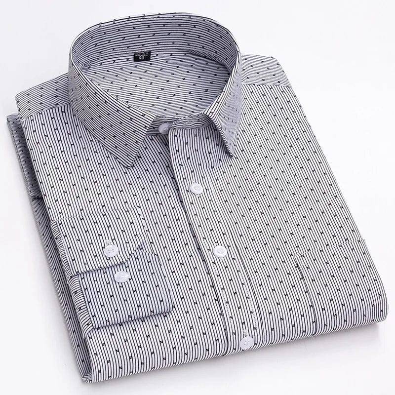 BAMBOOPLE Men's Long Sleeve Casual Shirts Fashion Print Standard Fit Button Soft Shirts For Man Office Business New AEchoice - SHOWLU FASHION STORE