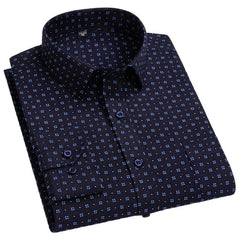 BAMBOOPLE Men's Long Sleeve Casual Shirts Fashion Print Standard Fit Button Soft Shirts For Man Office Business New AEchoice - SHOWLU FASHION STORE