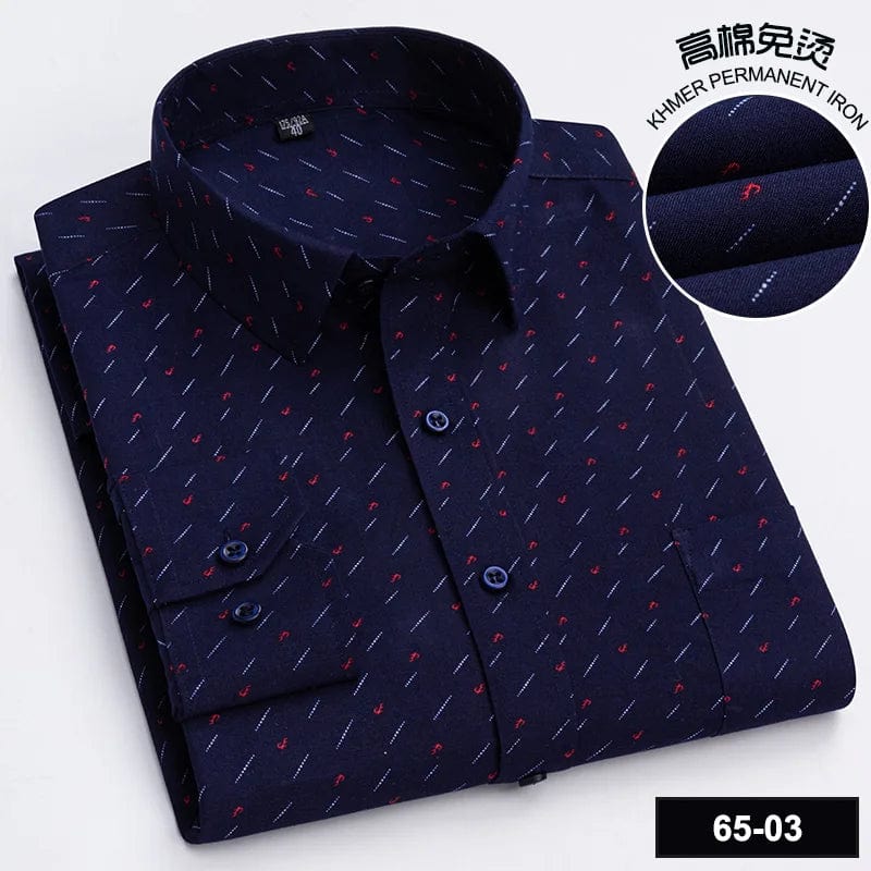 BAMBOOPLE Men's Long Sleeve Casual Shirts Fashion Print Standard Fit Button Soft Shirts For Man Office Business New AEchoice - SHOWLU FASHION STORE