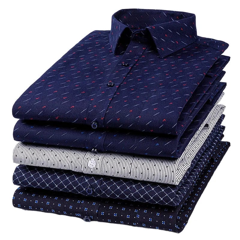 BAMBOOPLE Men's Long Sleeve Casual Shirts Fashion Print Standard Fit Button Soft Shirts For Man Office Business New AEchoice - SHOWLU FASHION STORE