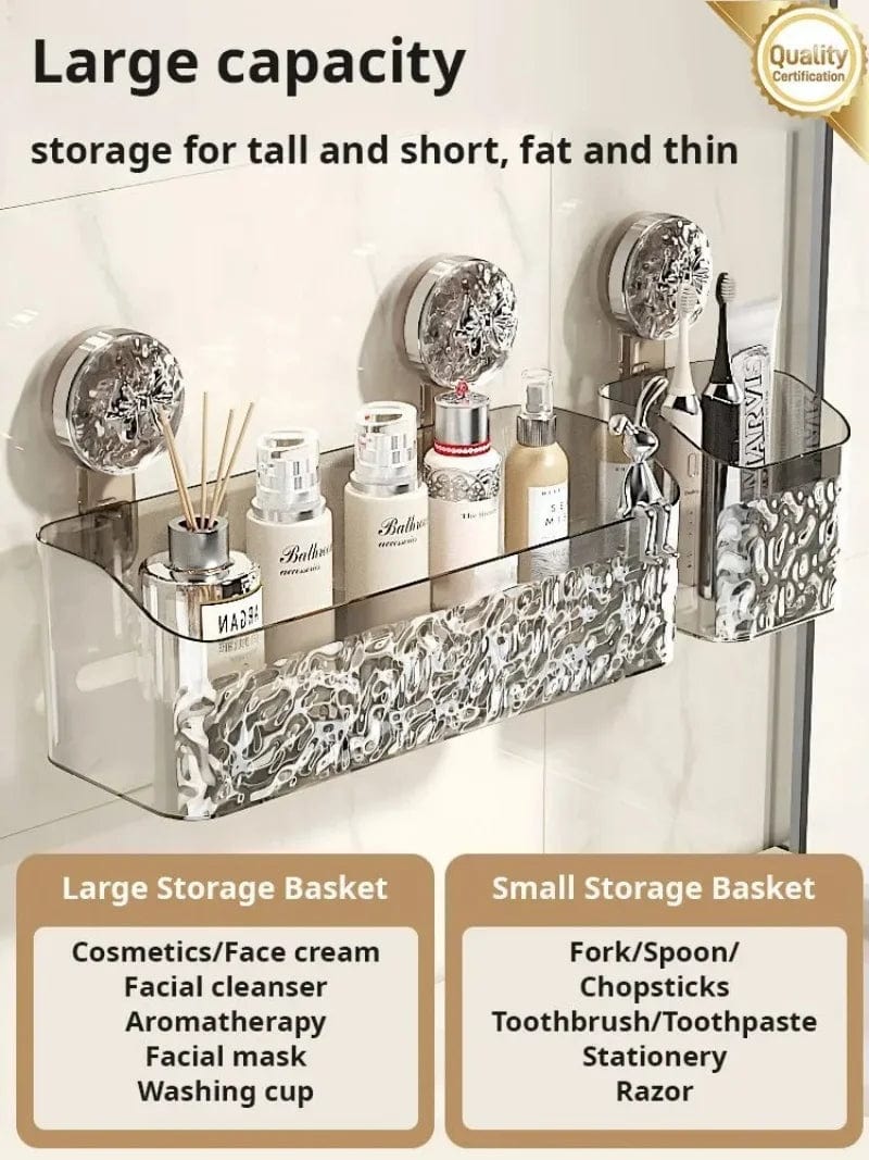 Bathroom Shelf Suction Cup Wall Mount Corner Storage Shelves Shampoo Holder Cosmetic Rack Shower Drain Basket Bathroom Organizer - SHOWLU FASHION STORE