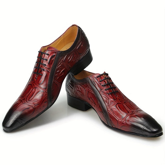 [Trendy Derby Shoes] Comfy Non Slip Men's Trendy Top Upper Derby Shoes - Lace Up Rubber Sole Formal Shoes for Outdoor Activities, Oxford, Print Design, Wedding SHOWLU FASHION STORE