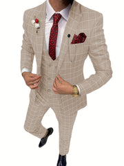 Mens Stylish 3pcs Suits Formal Events Groom Bestman Elegant Wedding Prom Party Dress Suit Casual Business Workwear Tuxedos Suits SHOWLU FASHION STORE