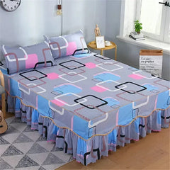Bed Skirt Cotton Bedspread Set Embroidery Bed Dress Pillow Cases 3 Pieces/Set For King/Queen Double 1.5/1.8/2M Sheet Cover 3PCS - SHOWLU FASHION STORE