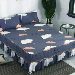 Bed Skirt Cotton Bedspread Set Embroidery Bed Dress Pillow Cases 3 Pieces/Set For King/Queen Double 1.5/1.8/2M Sheet Cover 3PCS - SHOWLU FASHION STORE