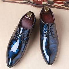 Men's Fashion Floral Pattern Pointed Toe Faux Oxfords - 1pair Low Top Dress Shoes, Casual Rock Style, All-Season Slip-On Lace-Up - Durable Rubber Sole for Wedding, Party, Business, Tuxedo SHOWLU FASHION STORE