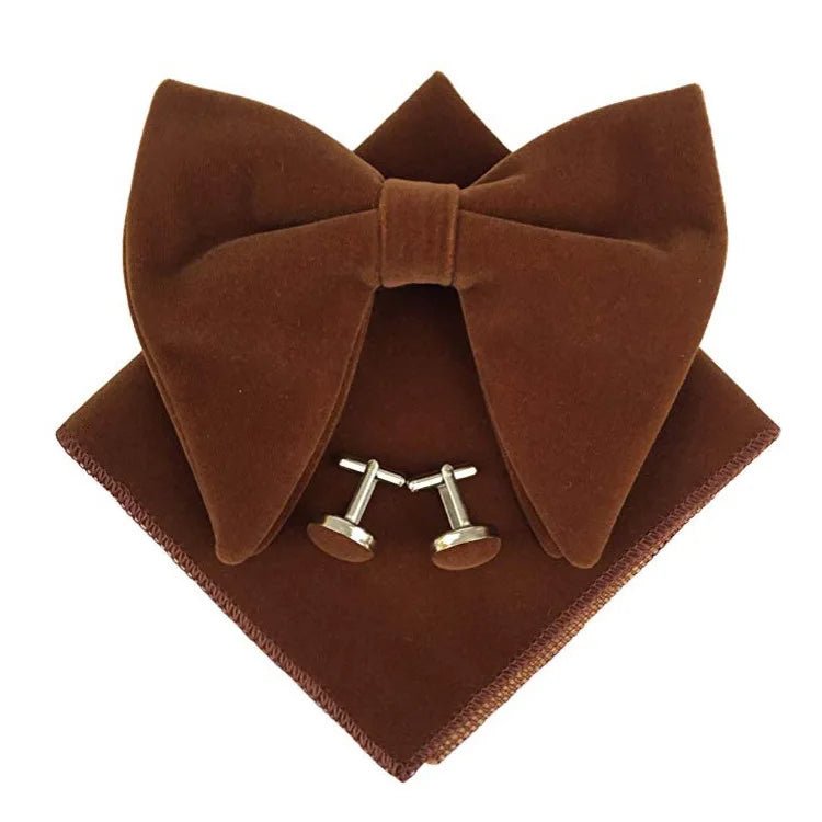 Big Bow Tie Set Velvet Bowknot For Men Pocket Square Cufflinks Set With Big Bowties Men Women Party Wedding Accessories Cravatas - SHOWLU FASHION STORE