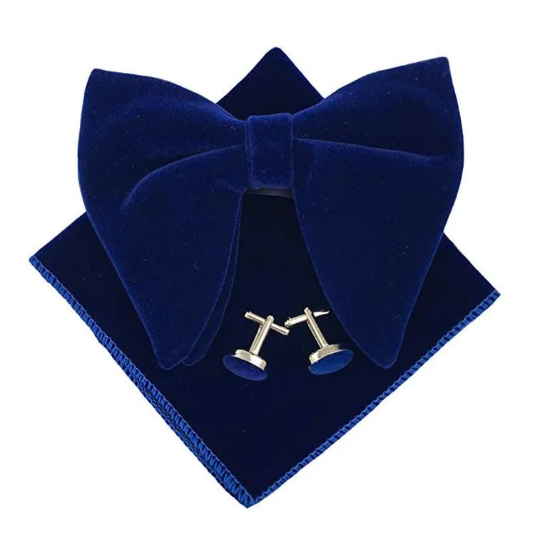 Big Bow Tie Set Velvet Bowknot For Men Pocket Square Cufflinks Set With Big Bowties Men Women Party Wedding Accessories Cravatas - SHOWLU FASHION STORE
