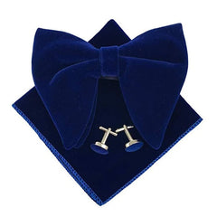 Big Bow Tie Set Velvet Bowknot For Men Pocket Square Cufflinks Set With Big Bowties Men Women Party Wedding Accessories Cravatas - SHOWLU FASHION STORE