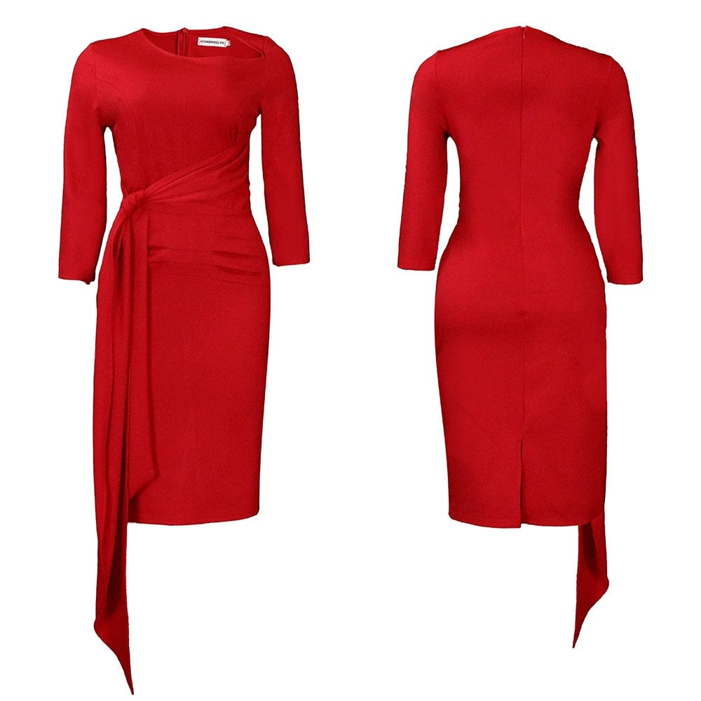Big Size 3XL Women Dress Plus Size OL Party Dress Femme Red - SHOWLU FASHION STORE