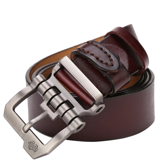 BISON DENIM Genuine Leather Men Belt Cowskin High Quality Personality Buckle Vintage Business Male Waist Straps For Jeans - SHOWLU FASHION STORE