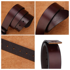 BISON DENIM Genuine Leather Men Belt Cowskin High Quality Personality Buckle Vintage Business Male Waist Straps For Jeans - SHOWLU FASHION STORE