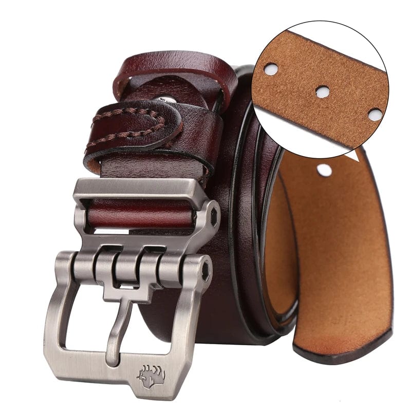 BISON DENIM Men Belt For Men Cowskin Genuine Leather Personality Men belt Buckle Quality Male Brown Strap Vintage Jeans N71223 - SHOWLU FASHION STORE