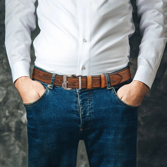 BISON DENIM Vintage Genuine Leather Men Belt High Quality Waist Strap Luxury Pin Buckle Male Best Gift Casual Belts for Jeans - SHOWLU FASHION STORE