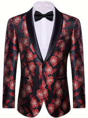 Black Red New Style Jacket Casual Jacquard Button Blazer Shawl Lapel Suit Jacket For Wedding 1pc Suit - SHOWLU FASHION STORE