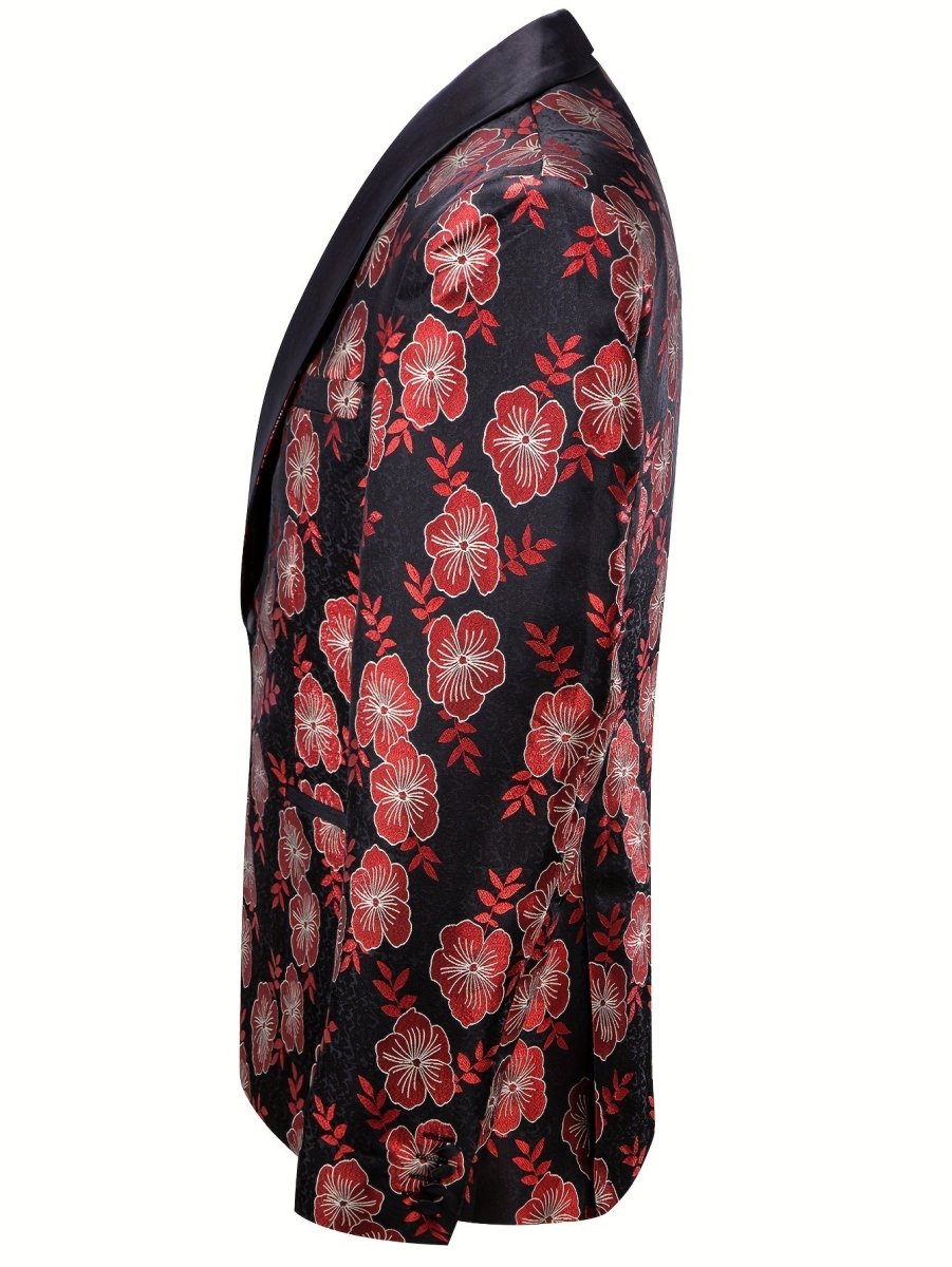 Black Red New Style Jacket Casual Jacquard Button Blazer Shawl Lapel Suit Jacket For Wedding 1pc Suit - SHOWLU FASHION STORE