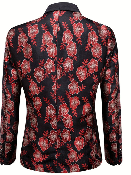 Black Red New Style Jacket Casual Jacquard Button Blazer Shawl Lapel Suit Jacket For Wedding 1pc Suit - SHOWLU FASHION STORE