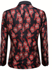 Black Red New Style Jacket Casual Jacquard Button Blazer Shawl Lapel Suit Jacket For Wedding 1pc Suit - SHOWLU FASHION STORE