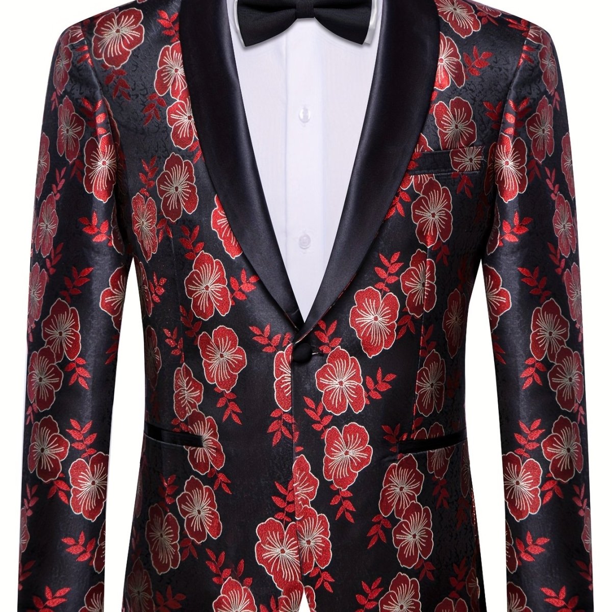 Black Red New Style Jacket Casual Jacquard Button Blazer Shawl Lapel Suit Jacket For Wedding 1pc Suit - SHOWLU FASHION STORE
