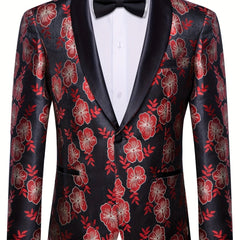 Black Red New Style Jacket Casual Jacquard Button Blazer Shawl Lapel Suit Jacket For Wedding 1pc Suit - SHOWLU FASHION STORE