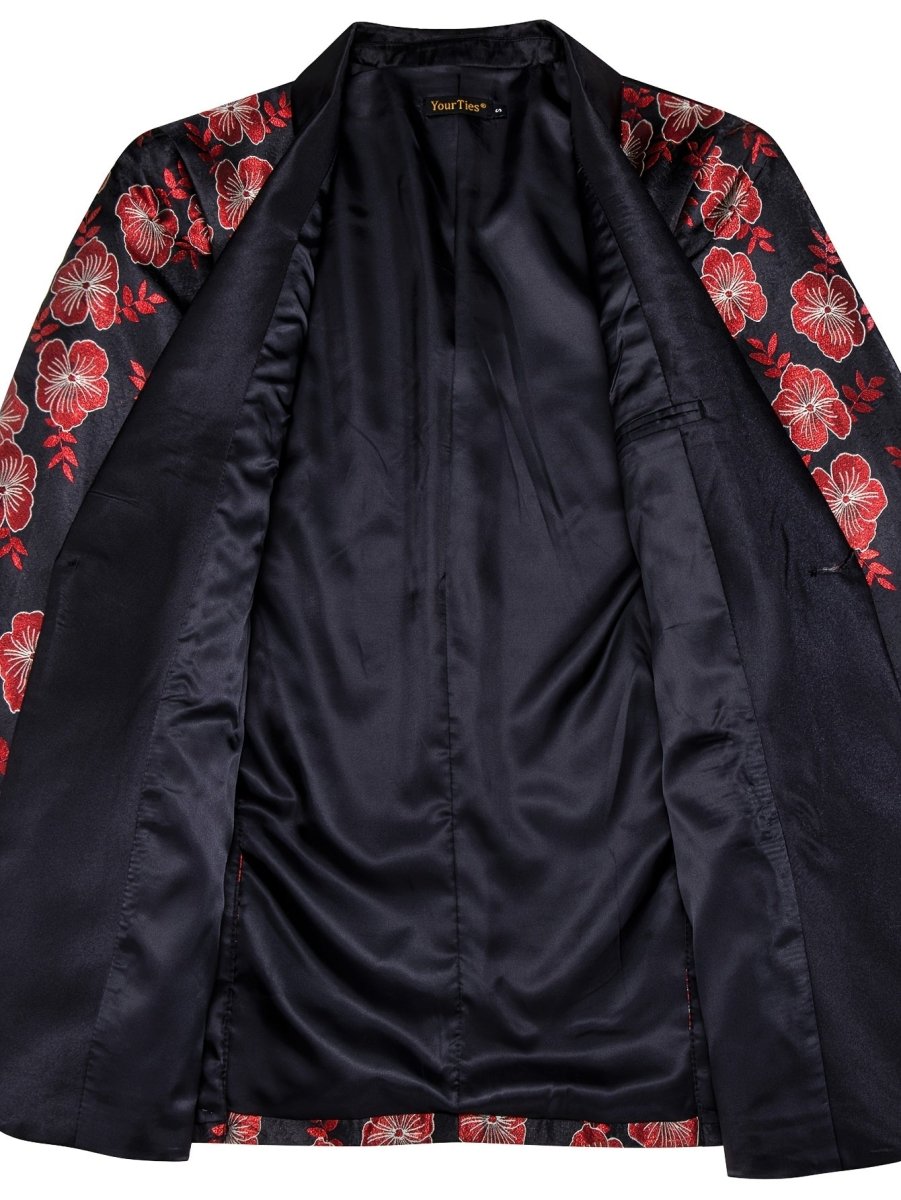 Black Red New Style Jacket Casual Jacquard Button Blazer Shawl Lapel Suit Jacket For Wedding 1pc Suit - SHOWLU FASHION STORE