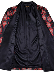 Black Red New Style Jacket Casual Jacquard Button Blazer Shawl Lapel Suit Jacket For Wedding 1pc Suit - SHOWLU FASHION STORE