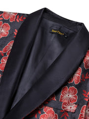 Black Red New Style Jacket Casual Jacquard Button Blazer Shawl Lapel Suit Jacket For Wedding 1pc Suit - SHOWLU FASHION STORE