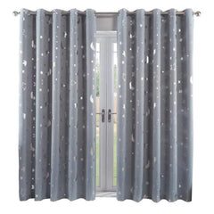 Blackout Curtains For Kids Boys With Stars And Moon Bedroom Livingroom Window Drapes Navy Blue Gray Pink - SHOWLU FASHION STORE
