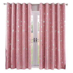 Blackout Curtains For Kids Boys With Stars And Moon Bedroom Livingroom Window Drapes Navy Blue Gray Pink - SHOWLU FASHION STORE