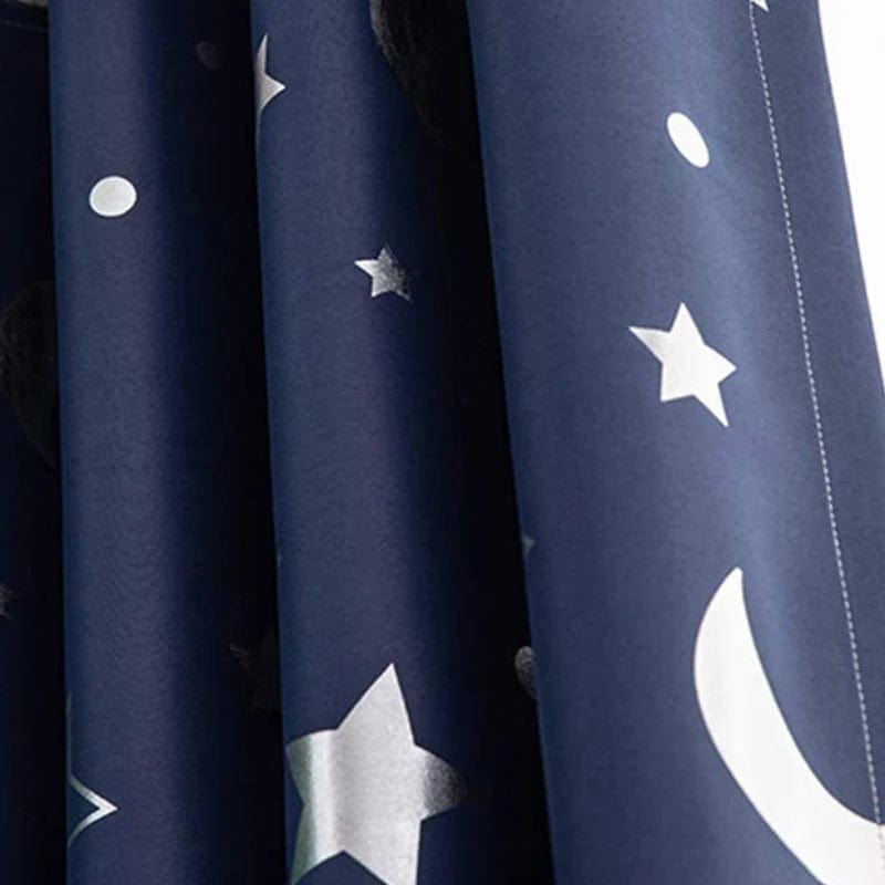 Blackout Curtains For Kids Boys With Stars And Moon Bedroom Livingroom Window Drapes Navy Blue Gray Pink - SHOWLU FASHION STORE