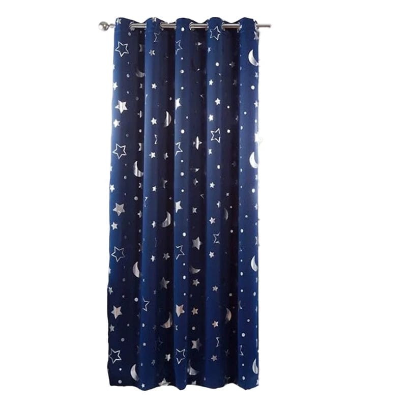 Blackout Curtains For Kids Boys With Stars And Moon Bedroom Livingroom Window Drapes Navy Blue Gray Pink - SHOWLU FASHION STORE