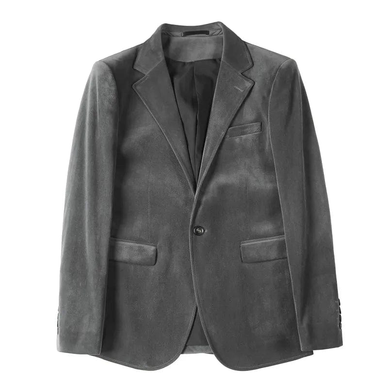 Blazer Hombre Autumn Winter New Fashion Velvet Blazer Jackets For Men Korean Luxury Clothing Slim Fit Formal Suit Coats Black - SHOWLU FASHION STORE
