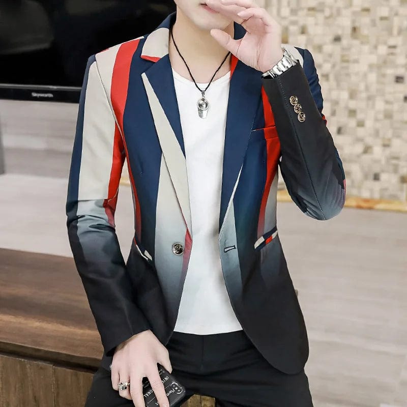 Blazer Men's Fashion Business Gentleman Slim - fit Stripes British Style Outdoor Performance Trend Wedding Banquet Casual Blazer - SHOWLU FASHION STORE