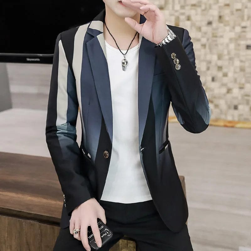 Blazer Men's Fashion Business Gentleman Slim - fit Stripes British Style Outdoor Performance Trend Wedding Banquet Casual Blazer - SHOWLU FASHION STORE
