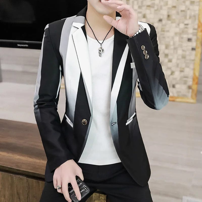Blazer Men's Fashion Business Gentleman Slim - fit Stripes British Style Outdoor Performance Trend Wedding Banquet Casual Blazer - SHOWLU FASHION STORE