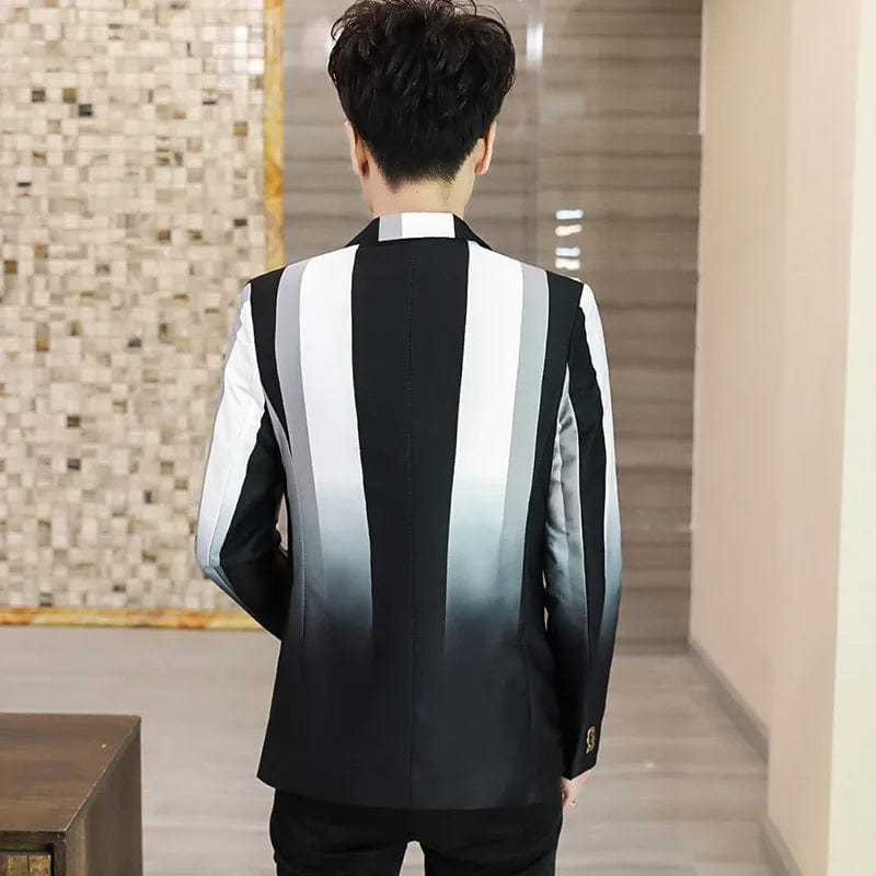 Blazer Men's Fashion Business Gentleman Slim - fit Stripes British Style Outdoor Performance Trend Wedding Banquet Casual Blazer - SHOWLU FASHION STORE