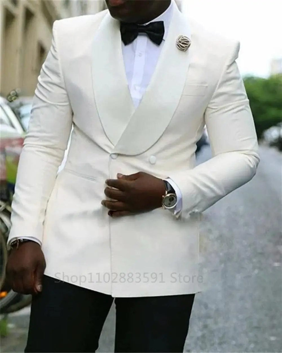 Blazer Suit For Men 2 Piece Outfit Set Suits High Quality 2024 Pants Mens Clothing Wedding Tuxedo Jackets beige designer clothes - SHOWLU FASHION STORE