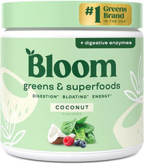 Bloom Nutrition Superfood Greens Powder, Digestive Enzymes with Probiotics and Prebiotics, Gut Health, Bloating Relief for Women, Chlorella, Green Juice Mix with Beet Root Powder, 30 SVG, Coconut - SHOWLU FASHION STORE