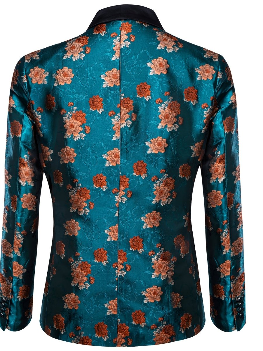 Blue New Style Jacket Casual Jacquard Button Blazer Shawl Lapel Suit Jacket For Wedding 1pc Suit - SHOWLU FASHION STORE
