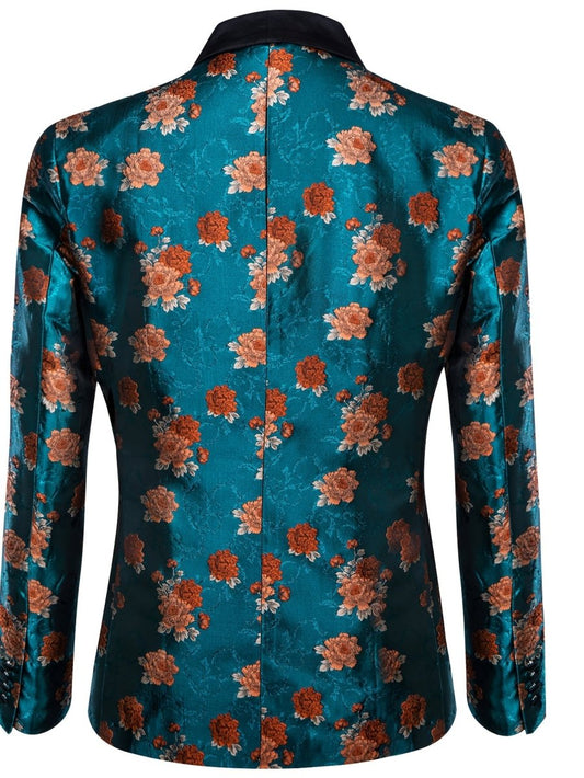 Blue New Style Jacket Casual Jacquard Button Blazer Shawl Lapel Suit Jacket For Wedding 1pc Suit - SHOWLU FASHION STORE
