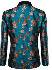 Blue New Style Jacket Casual Jacquard Button Blazer Shawl Lapel Suit Jacket For Wedding 1pc Suit - SHOWLU FASHION STORE