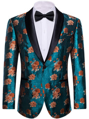 Blue New Style Jacket Casual Jacquard Button Blazer Shawl Lapel Suit Jacket For Wedding 1pc Suit - SHOWLU FASHION STORE