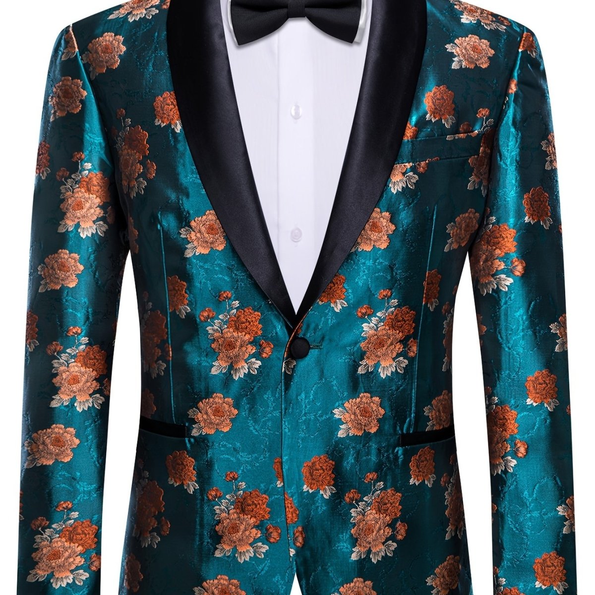 Blue New Style Jacket Casual Jacquard Button Blazer Shawl Lapel Suit Jacket For Wedding 1pc Suit - SHOWLU FASHION STORE
